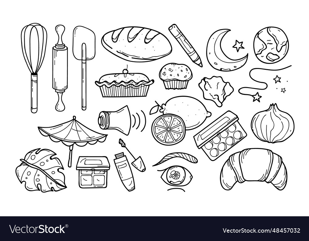 Hand drawn miscellaneous doodle isolated on white vector image Hand drawn miscellaneous doodle isolated on white