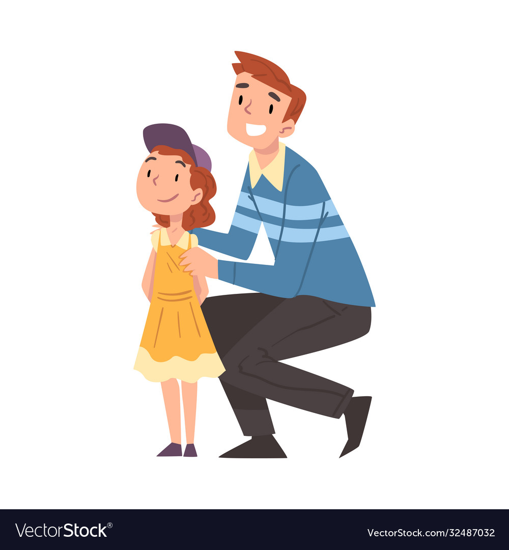 Happy Smiling Father And His Little Daughter Vector Image