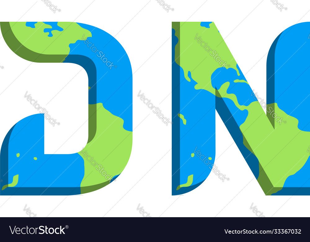 Initial dn logo design with world map style