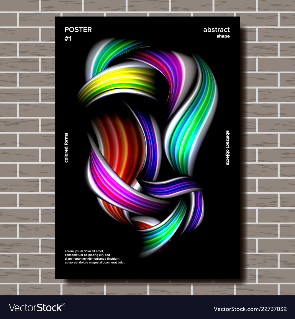 Liquid brush poster multicolored object