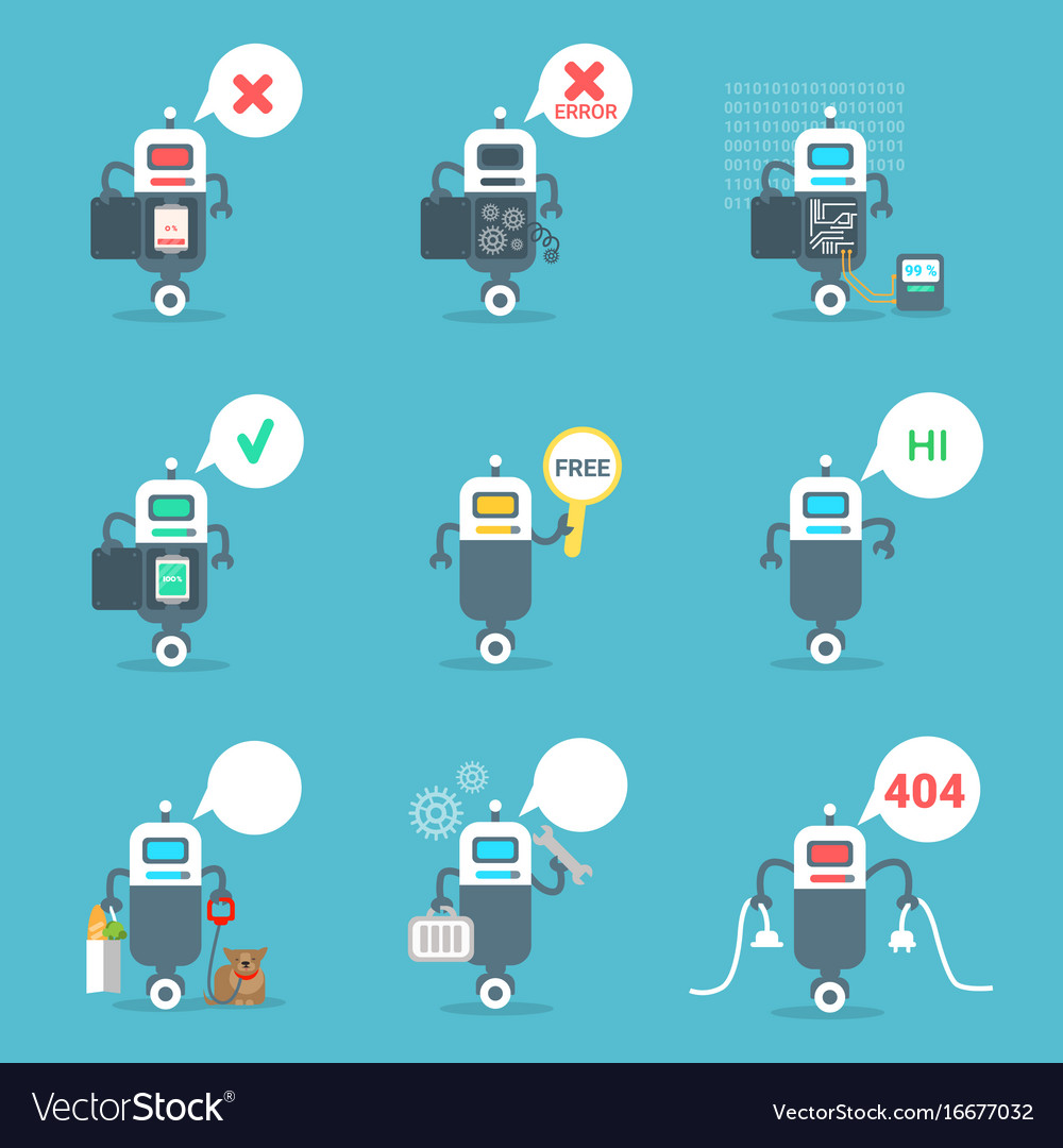 Moderne Roboter-Symbole setzen Chat bot künstlich