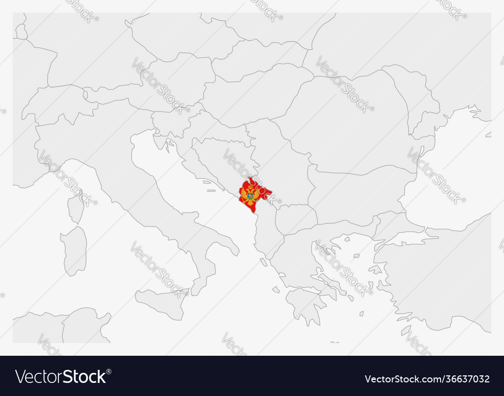 Montenegro map highlighted in flag