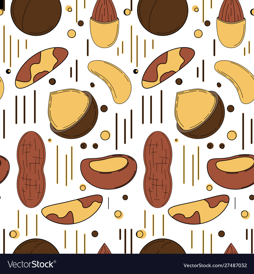Nuts seamless pattern vector image Nuts seamless pattern
