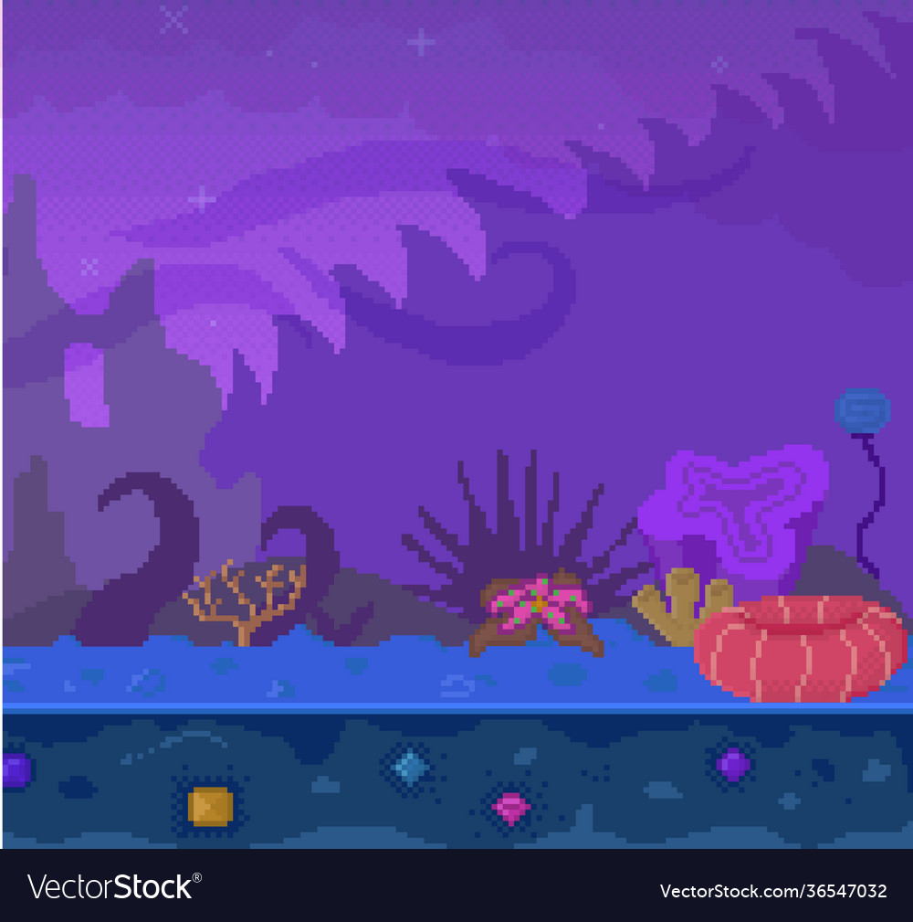 Pixel game interface layout design dark alien Vector Image Pixel game interface layout design dark alien