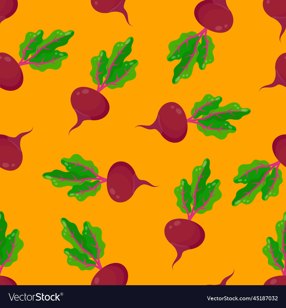 Seamless pattern with beetroot on an orange