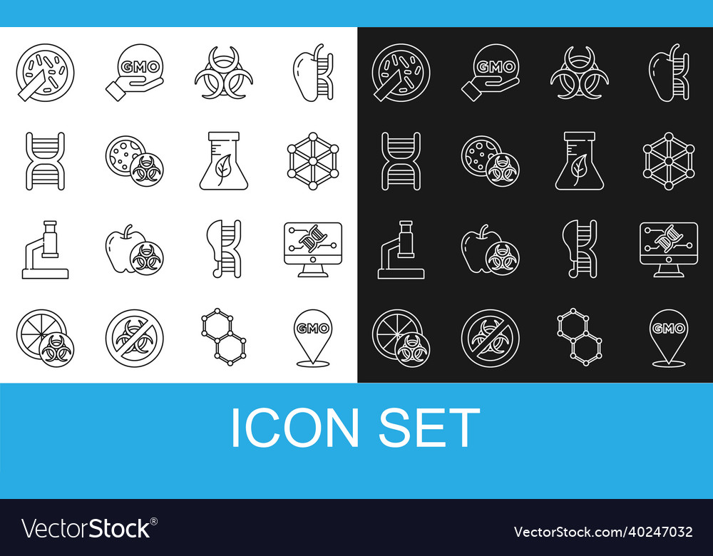Set line gmo genetic engineering modification Vector Image Set line gmo genetic engineering modification