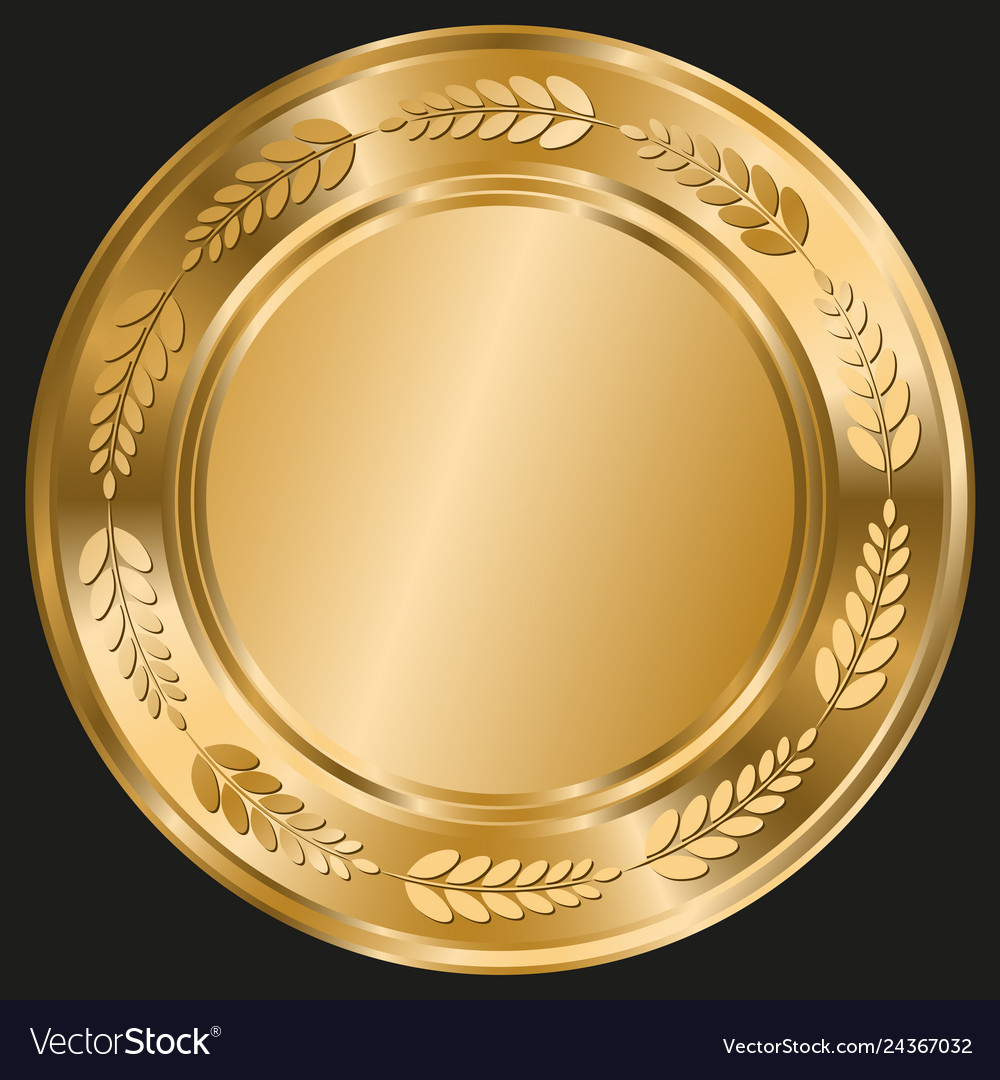 Shiny round template with gold border vector image Shiny round template with gold border