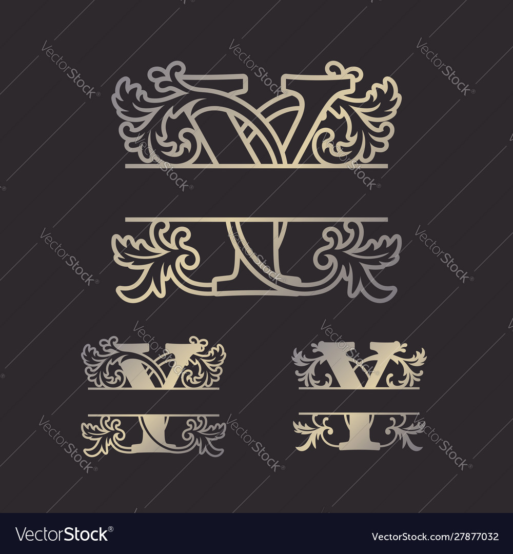 Split letters monogram font alphabet