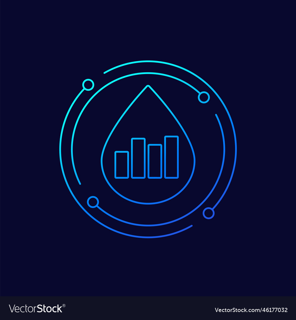 Water level line icon with a graph and drop