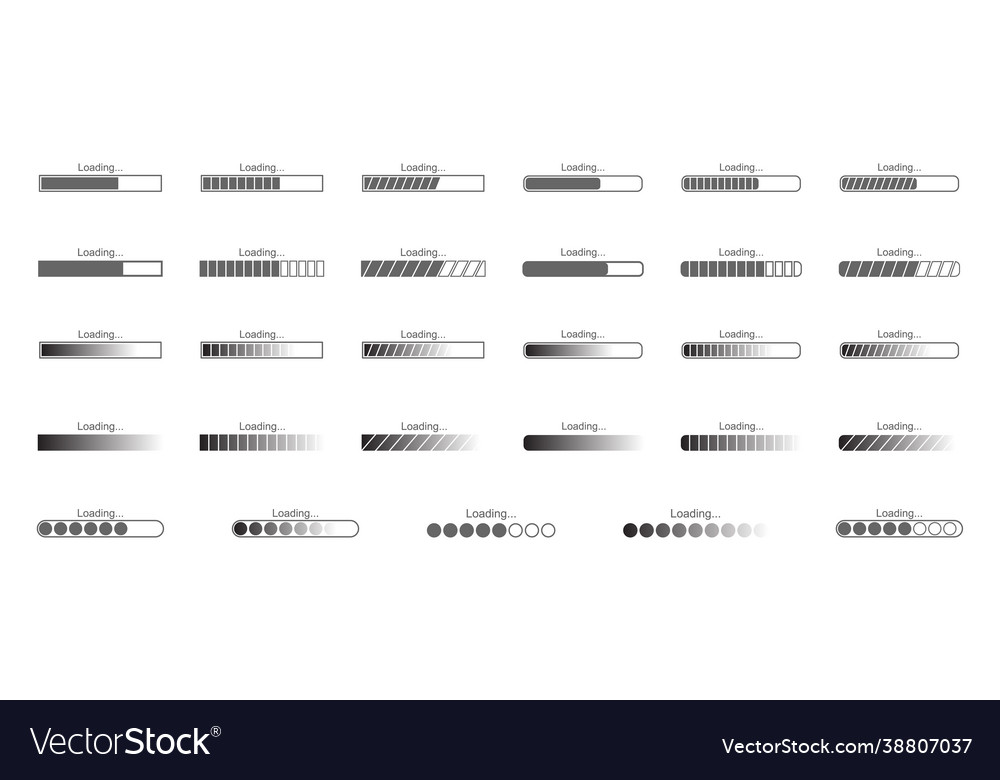 A set icons for loading bar vector image A set icons for loading bar