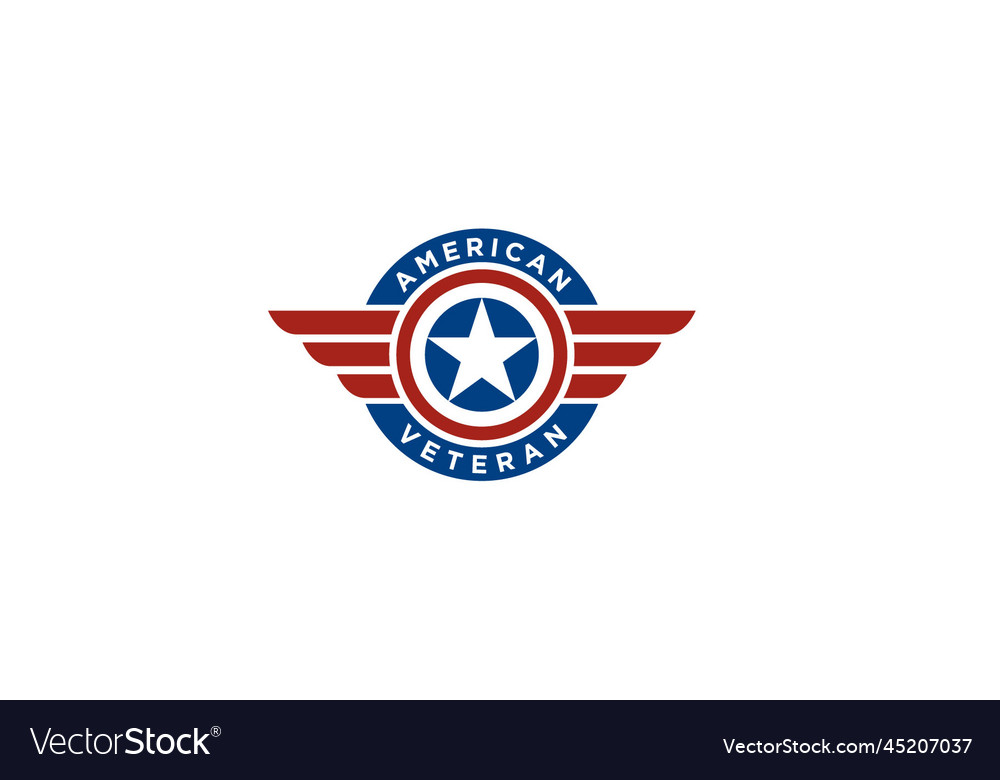 American flag wings military veteran army logo vector image American flag wings military veteran army logo