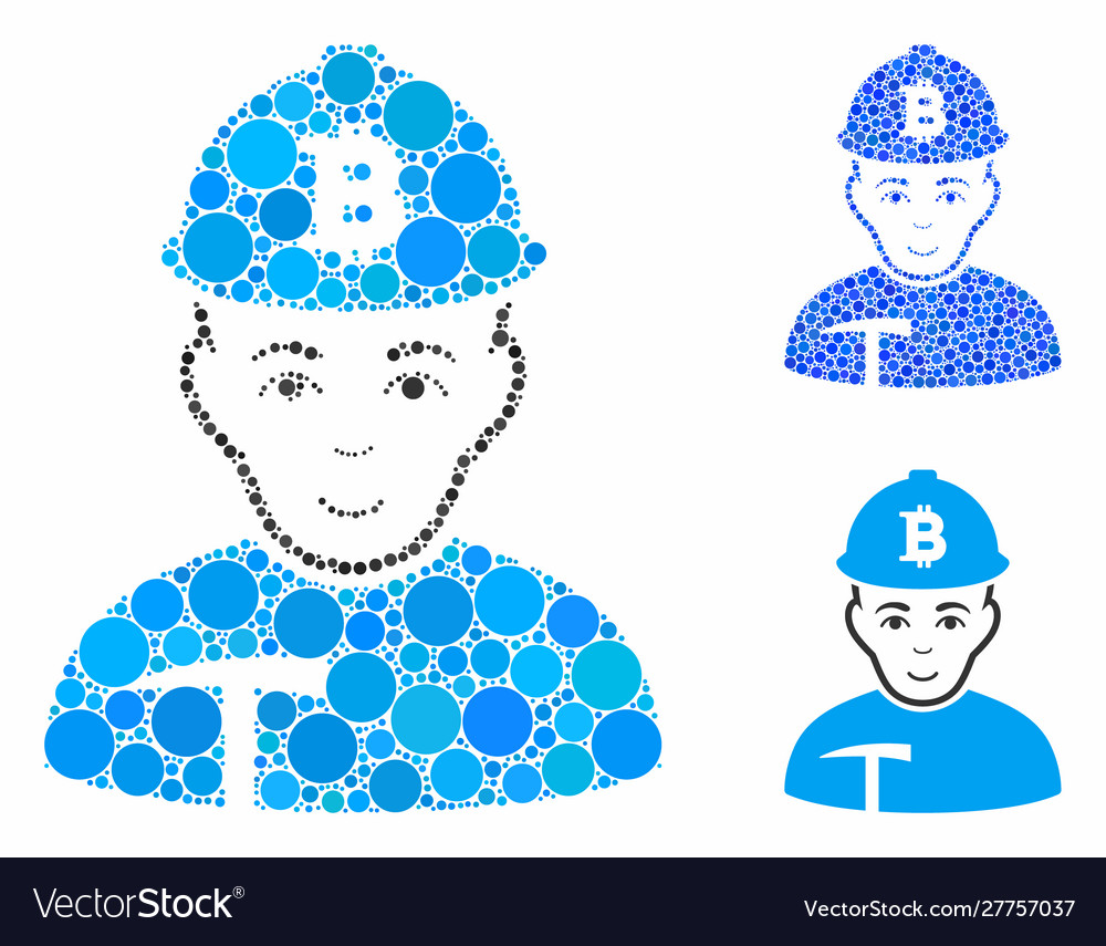 Bitcoin miner composition icon circle dots vector image Bitcoin miner composition icon circle dots