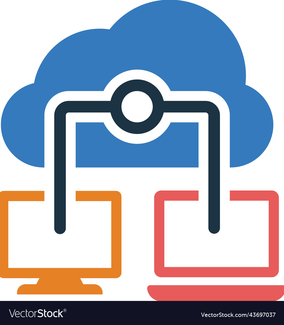 Cloud computer connection icon editable logo