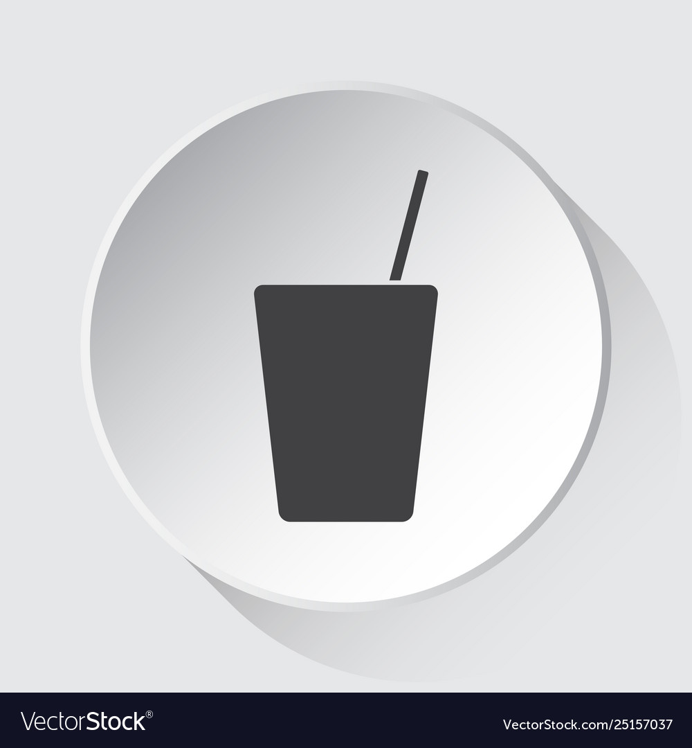 Drink with straw simple gray icon on white button