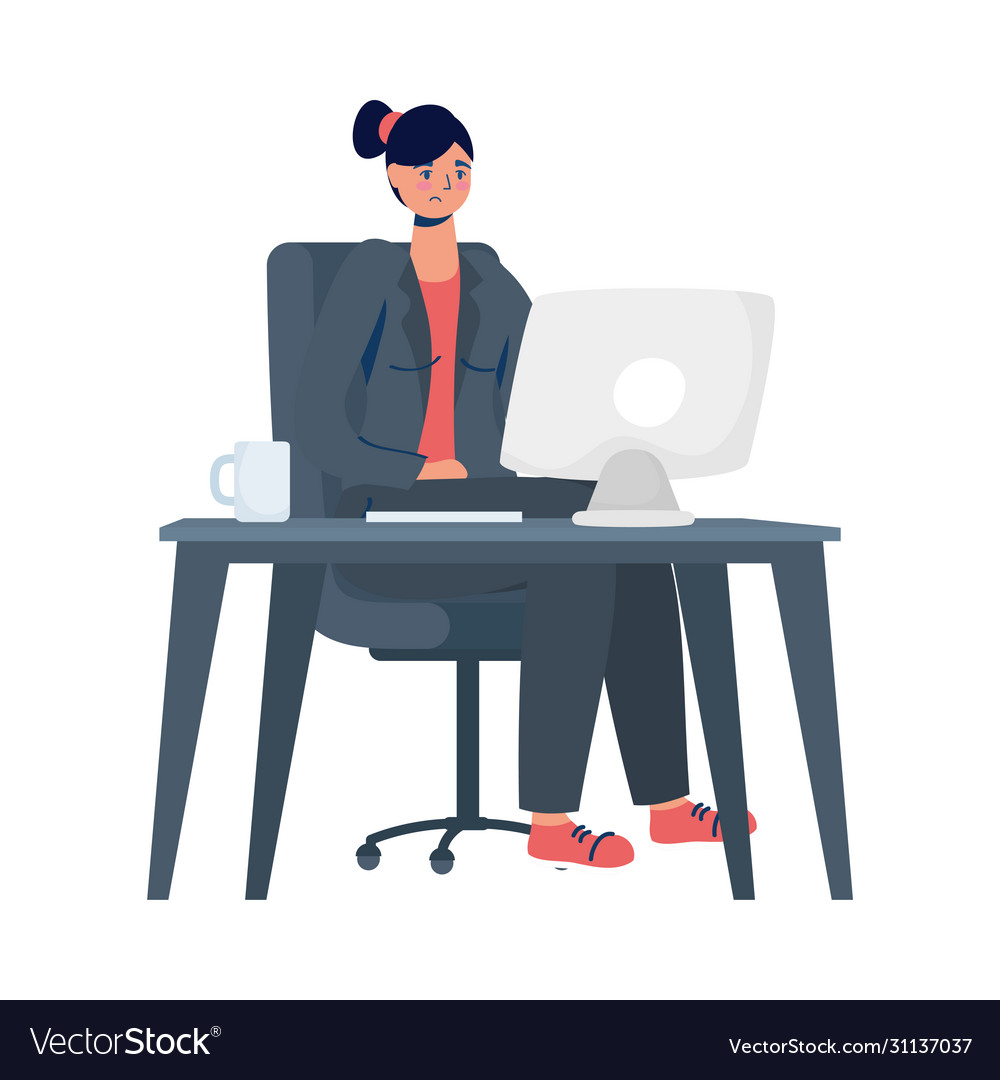 Elegant business woman working in desktop