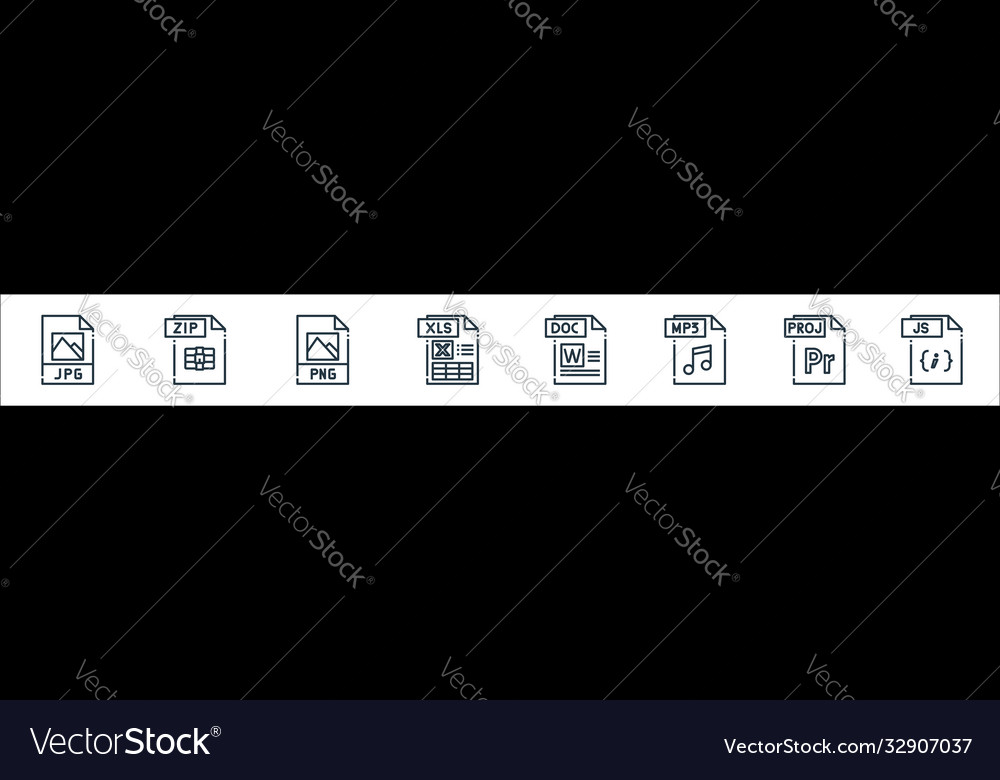File type line icons linear set quality