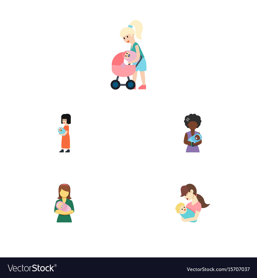 Flat icon parent set of woman mam child and Vector Image