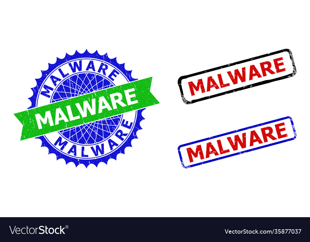 Malware rosette and rectangle bicolor stamps