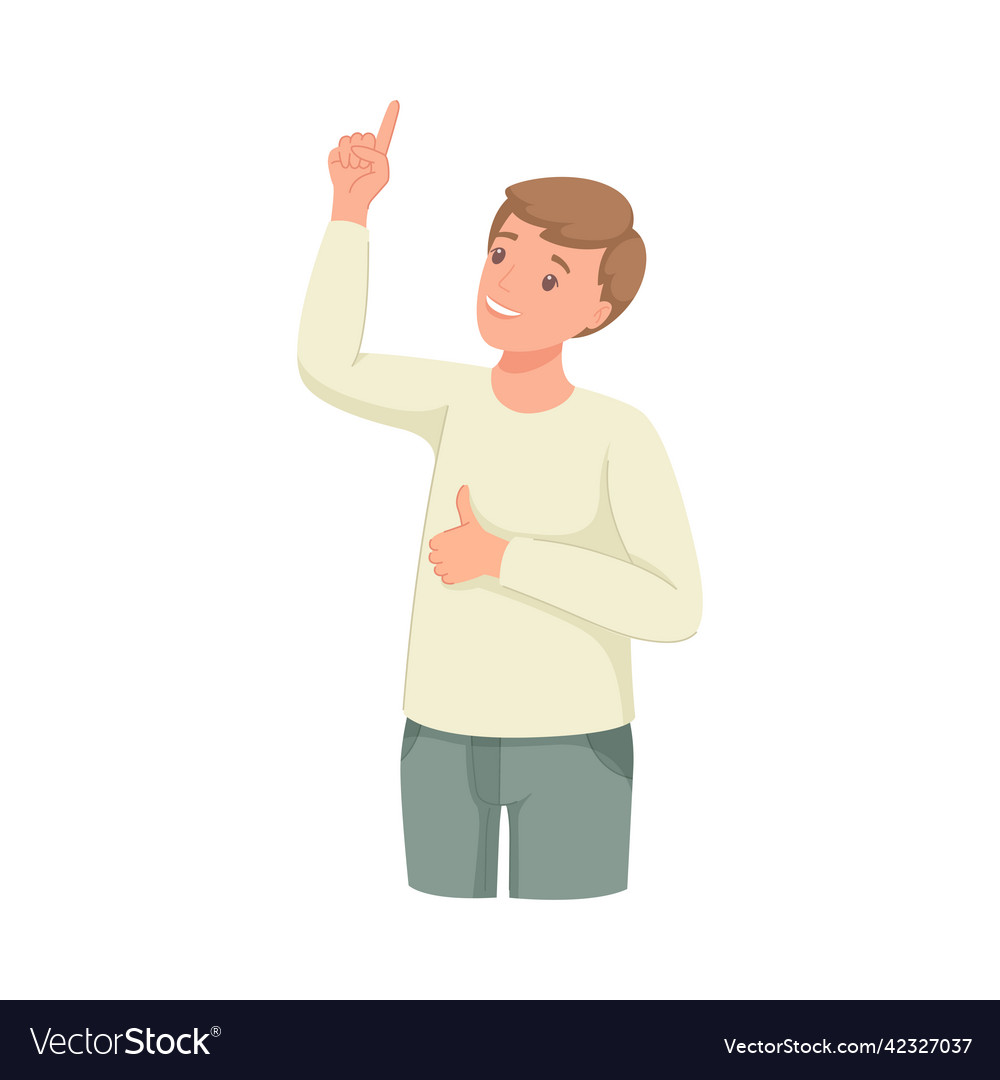 Man character indicating something pointing vector image Man character indicating something pointing