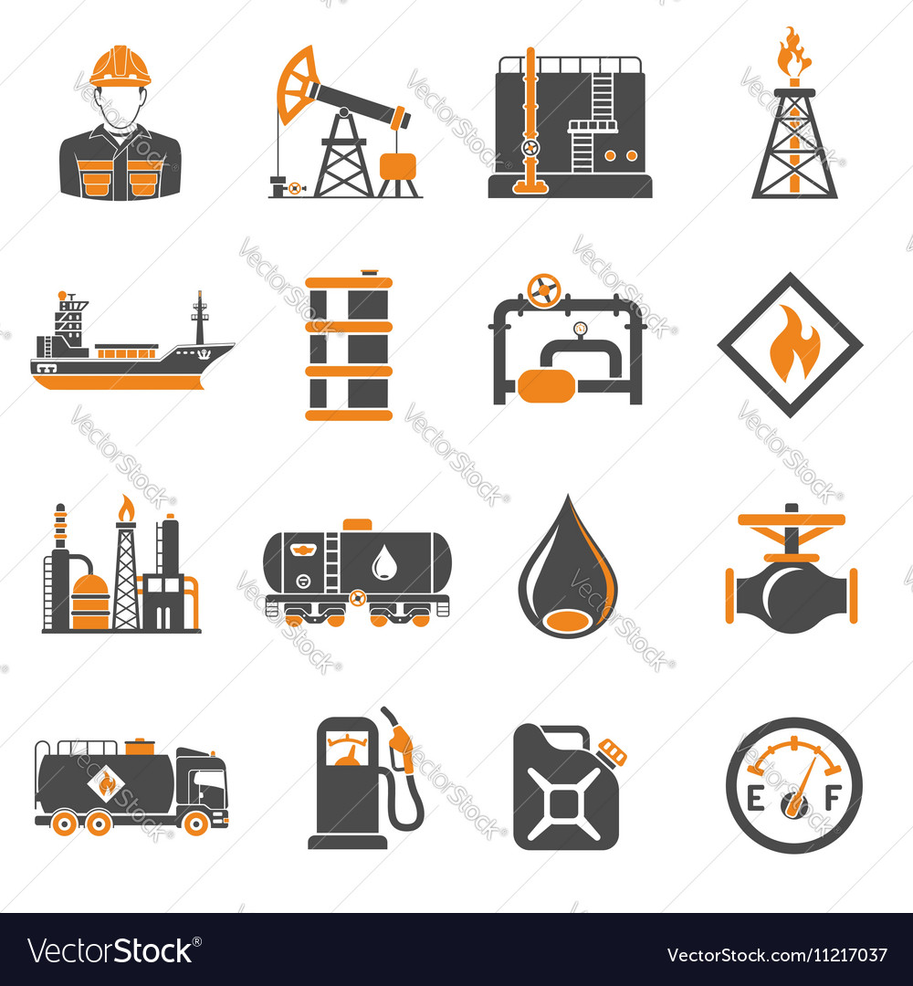 Oil industry icons set Royalty Free Vector Image