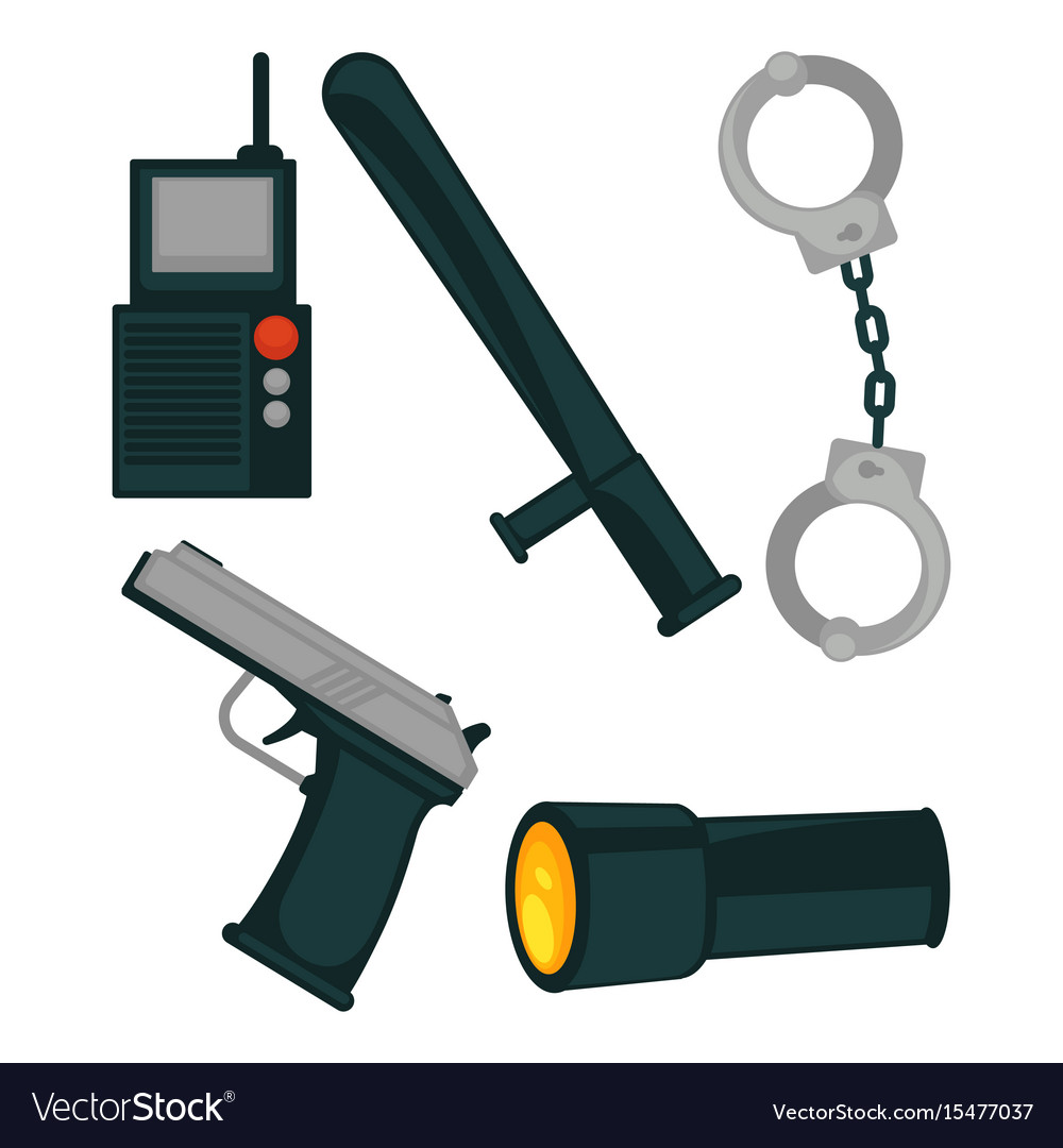 Policemans basic work equipment isolated cartoon Vector Image