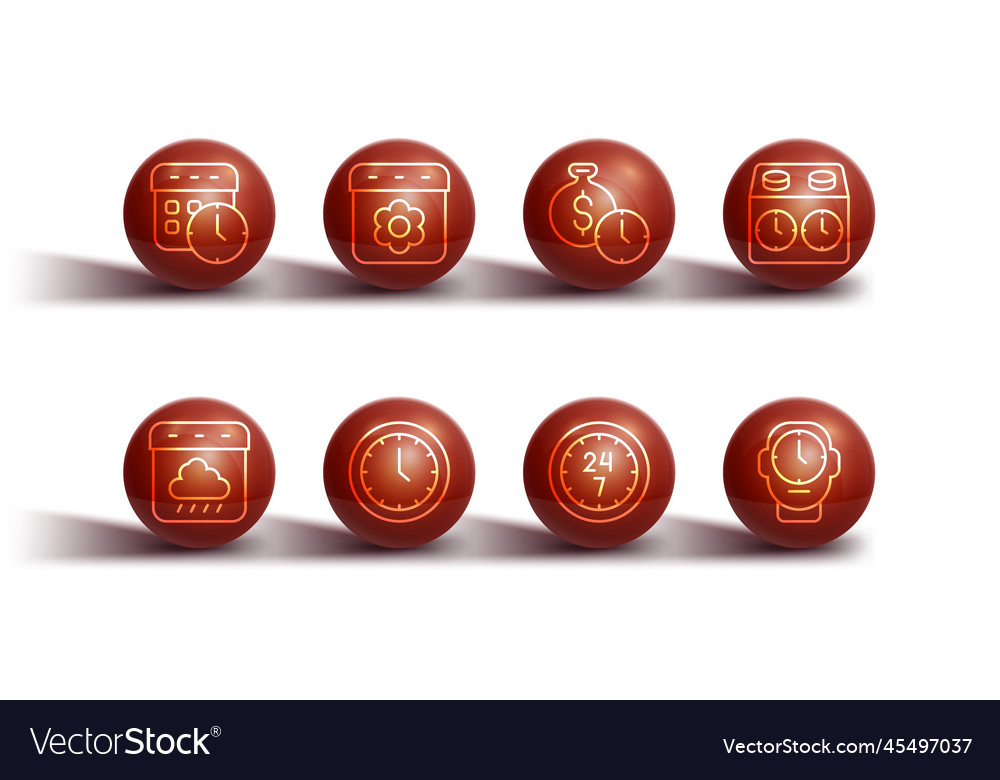 Set line calendar and clock autumn time chess Vector Image Set line calendar and clock autumn time chess