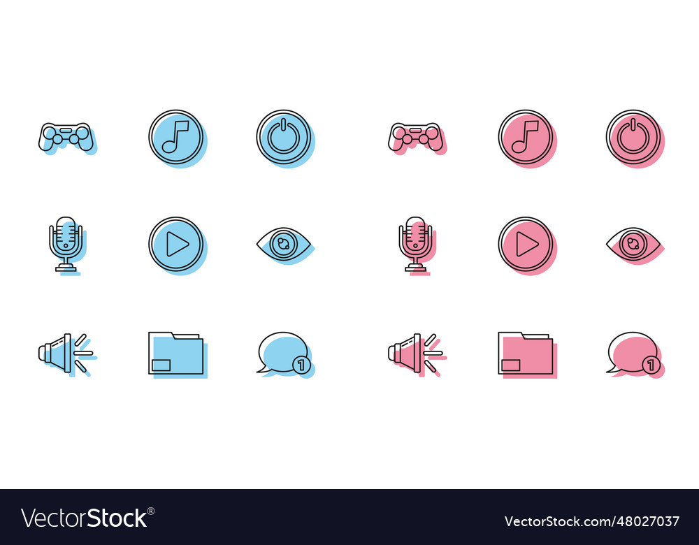 Set line speaker volume document folder gamepad vector image Set line speaker volume document folder gamepad