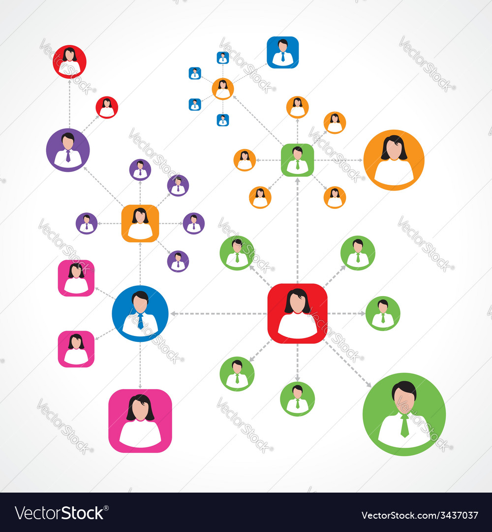 Social network concept with male and female