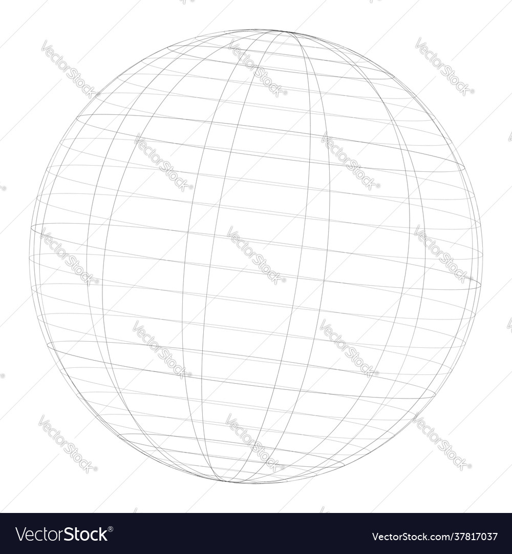 Sphere orb ball with wireframe grid mesh surface