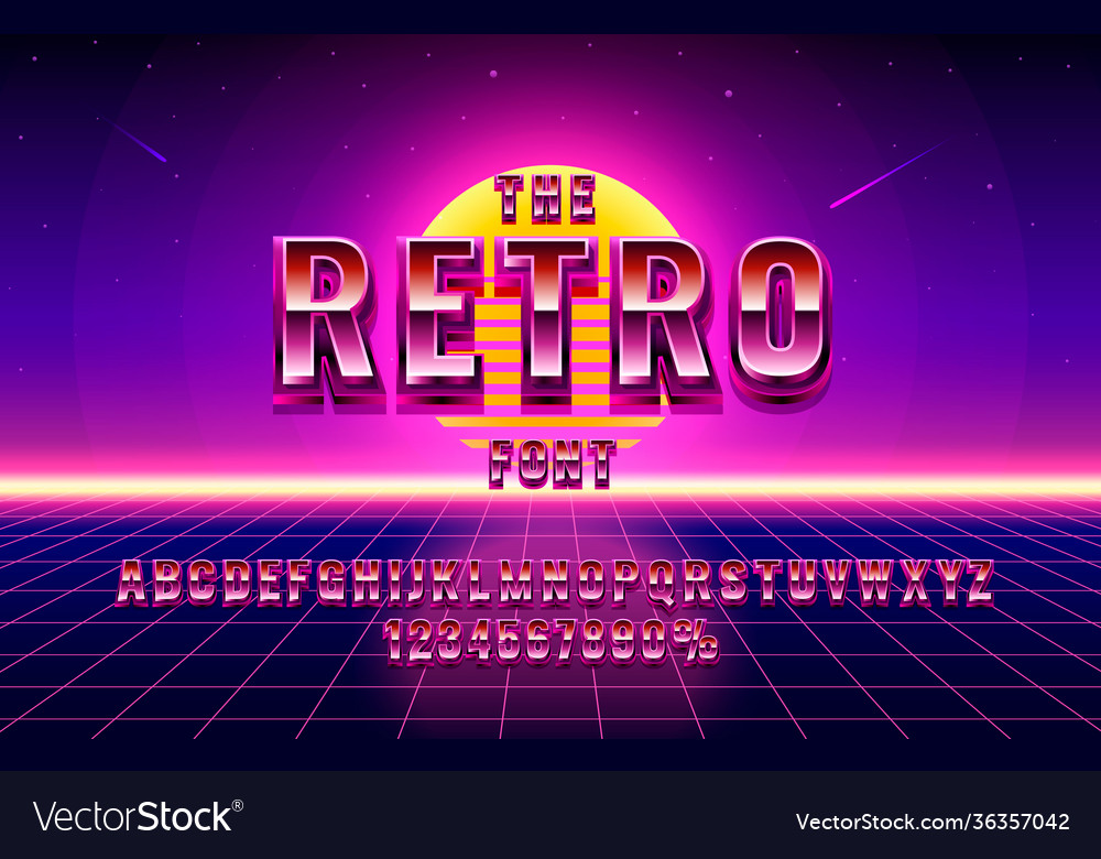 80s Retro Font Collection - Letters & Numbers