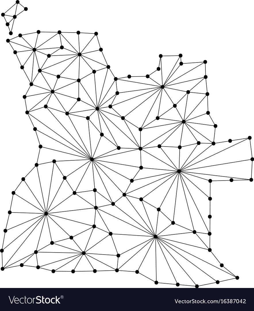 Angola map of polygonal mosaic lines network rays