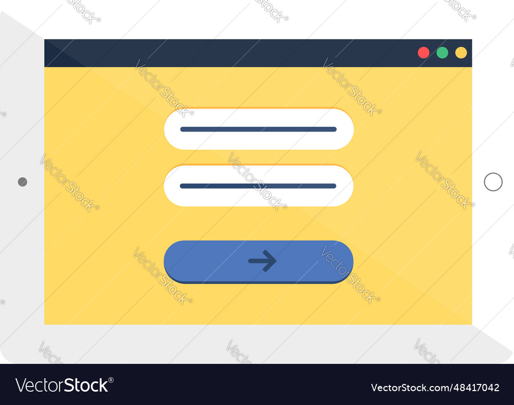 Authorization page login and password site vector image Authorization page login and password site