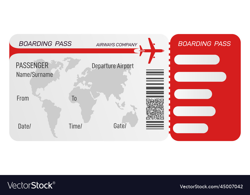 Boarding pass layout airplane ticket paper Vector Image