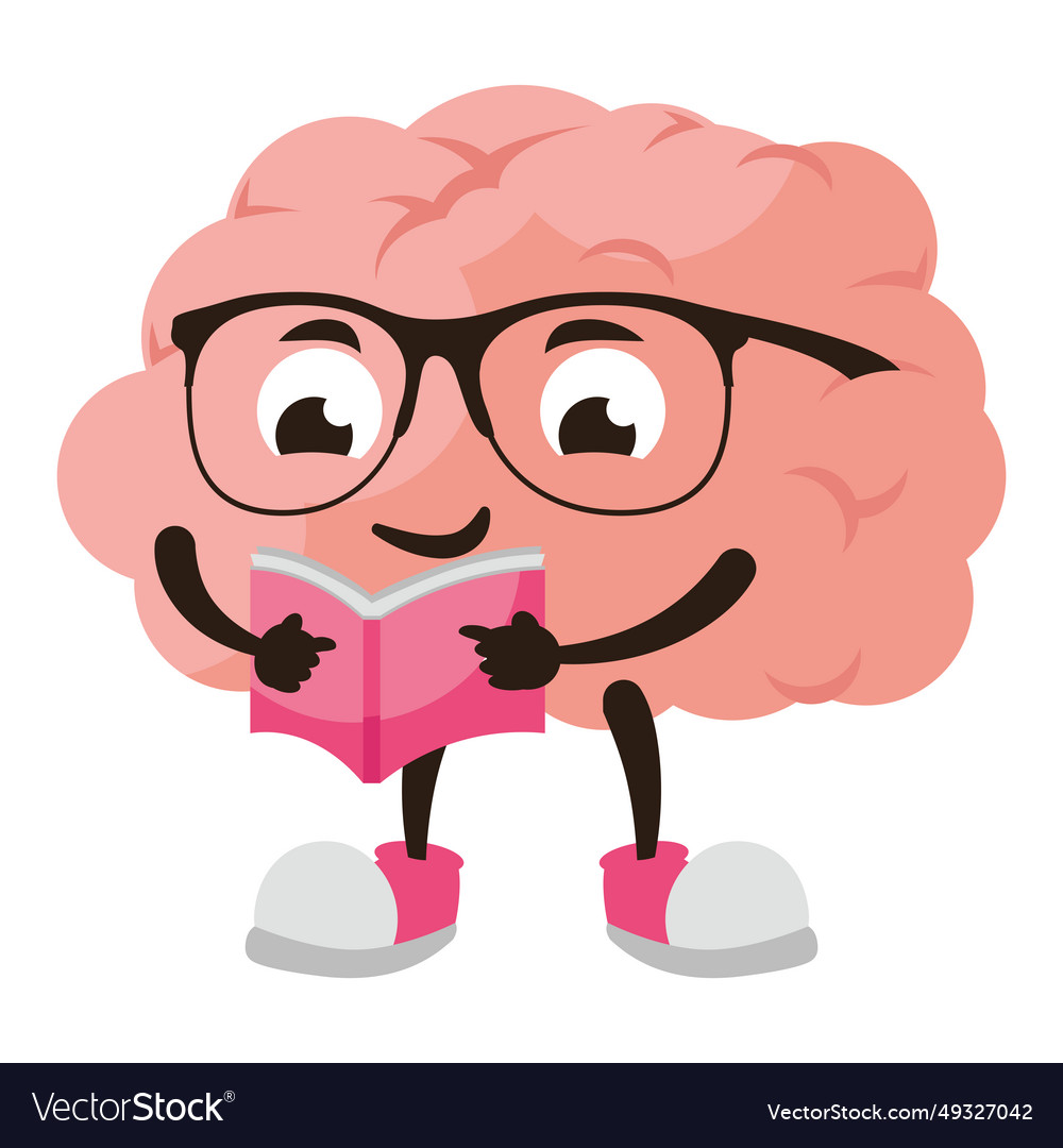 Cartoon Brain Reading Royalty Free Vector Image