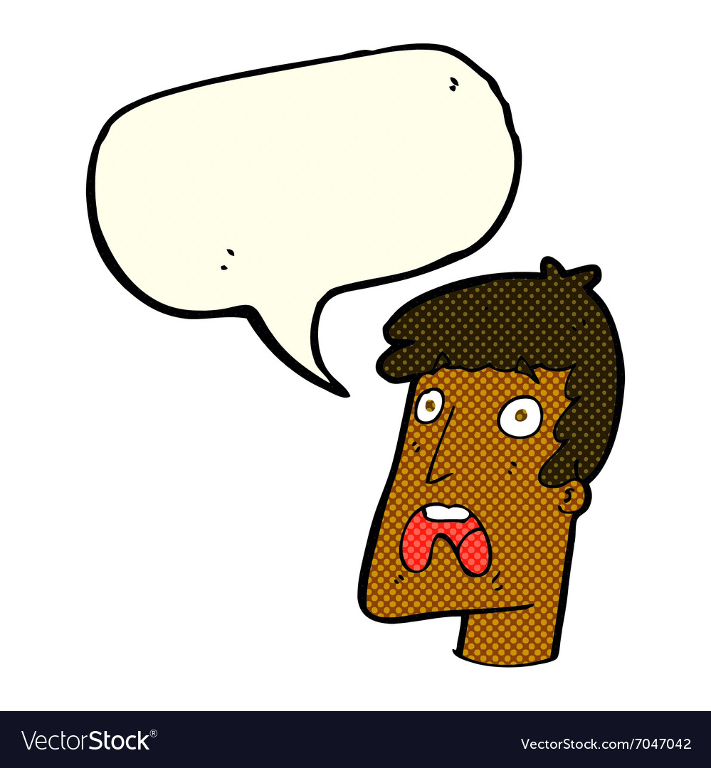 Cartoon shocked man with speech bubble