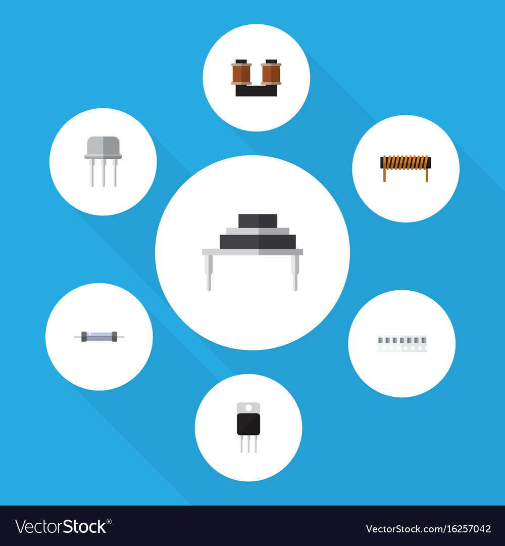 Flat icon electronics set of receiver memory