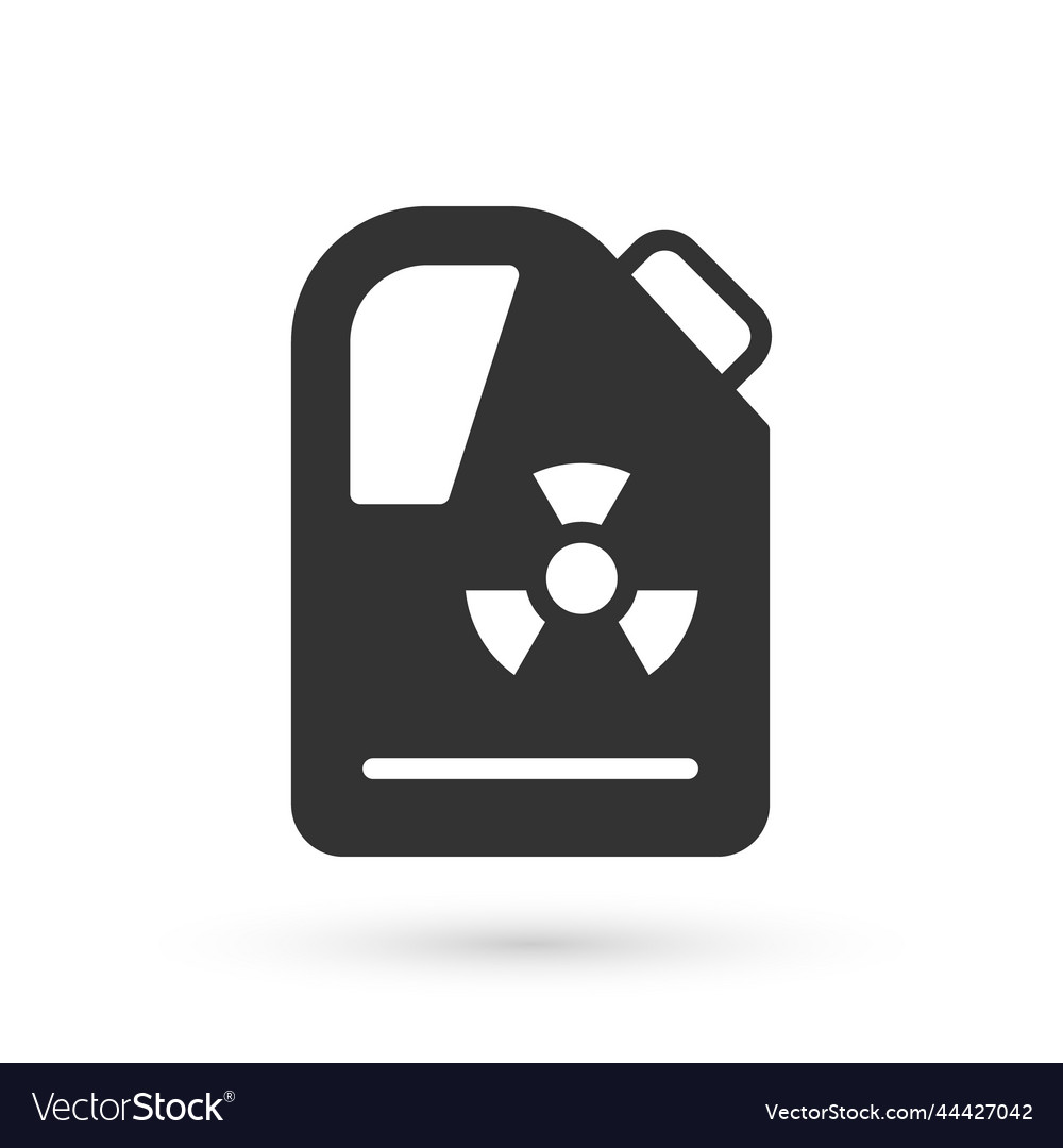 Grey radioactive waste in barrel icon isolated