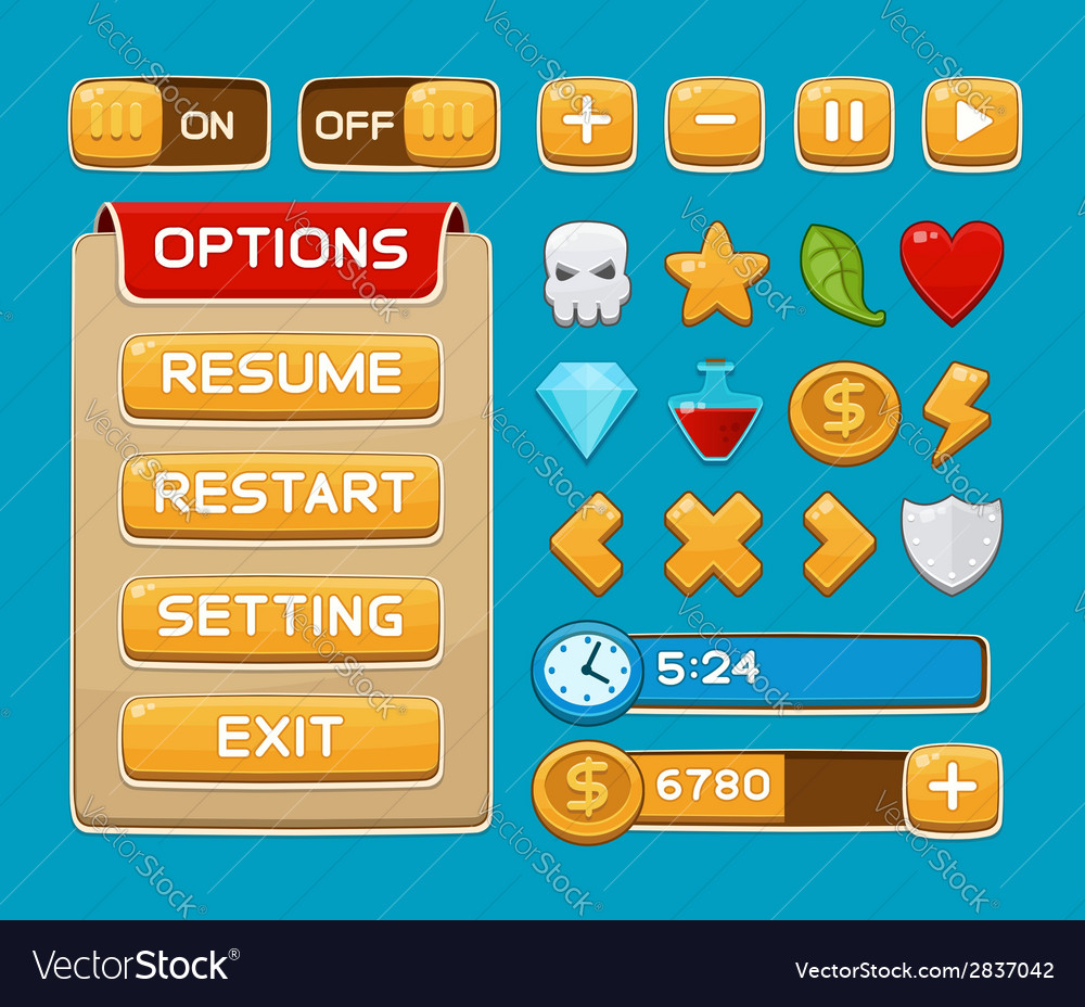 Interface buttons set for games or apps2 Vector Image