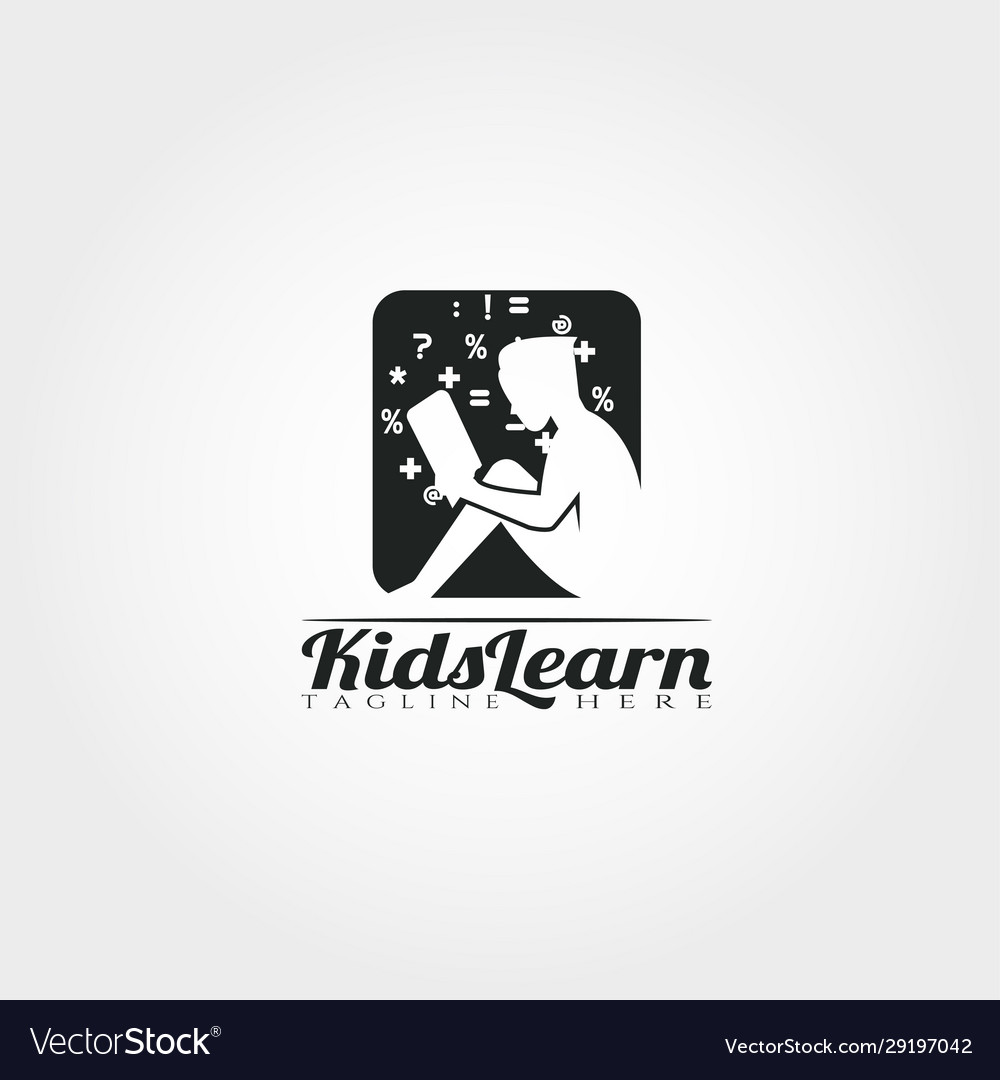 Kid learning logo templatechildren icon