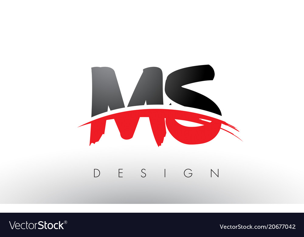 ms m s brush logo letters with red and black ms letters