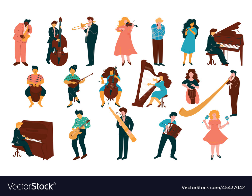 People musician playing musical instrument Vector Image