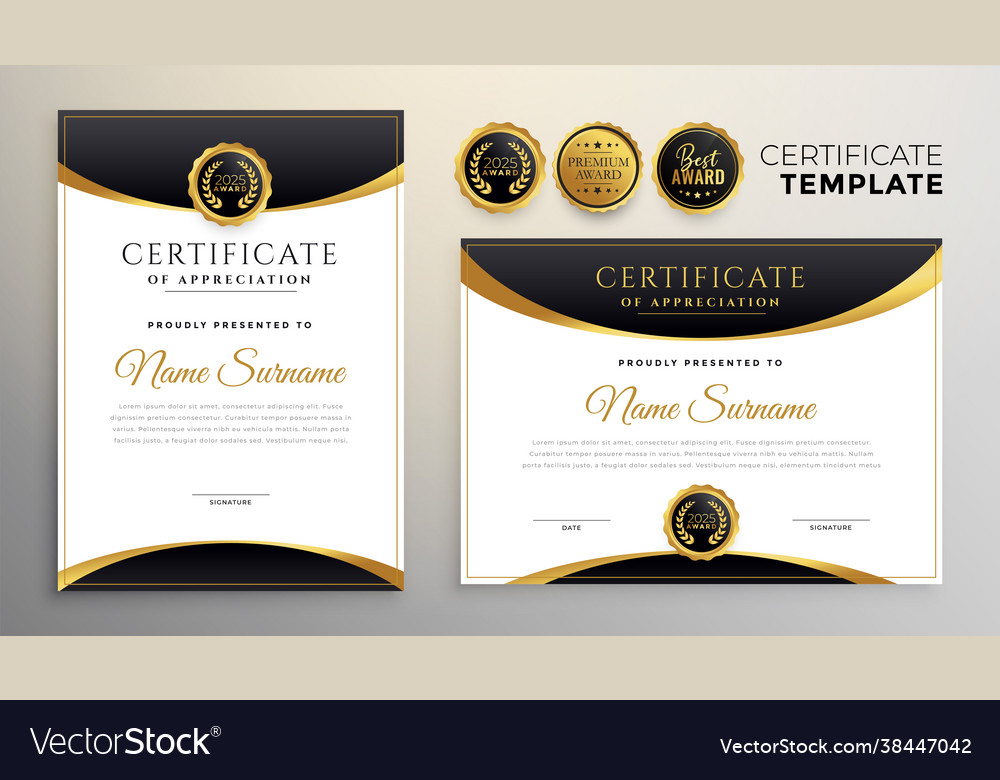 Premium black and golden diploma certificate