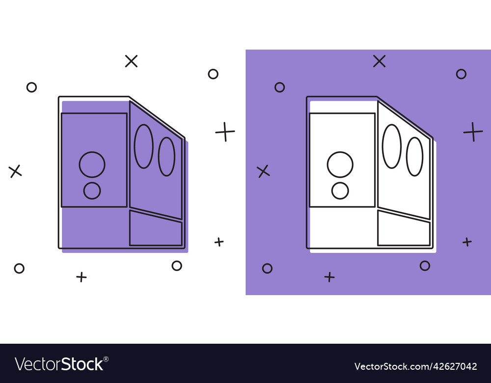 Set case of computer icon isolated on white