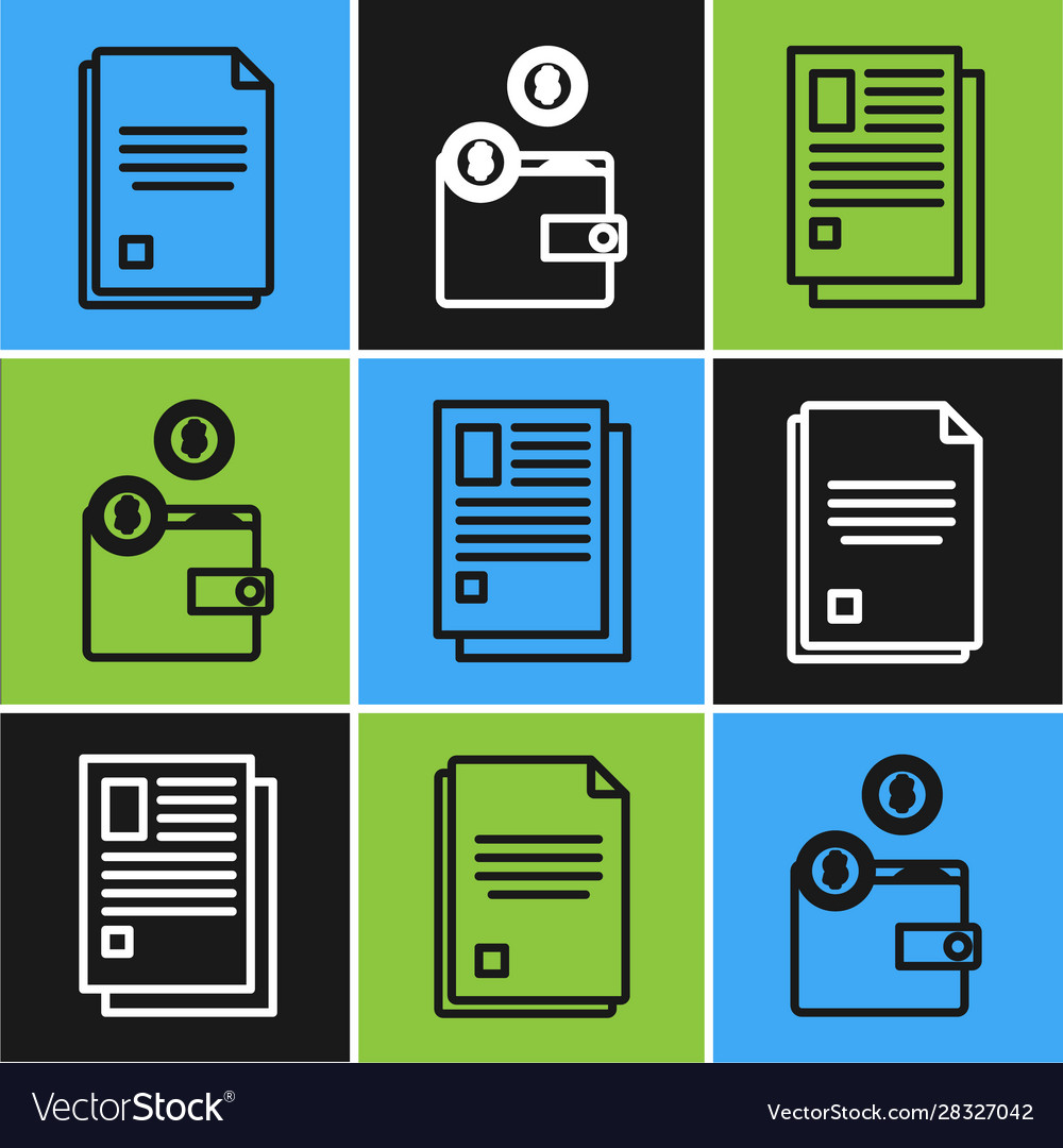 Set line file document and wallet Vector Image Set line file document and wallet
