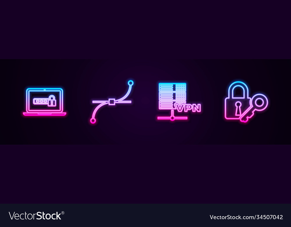 Set line laptop with password bezier curve vector image Set line laptop with password bezier curve