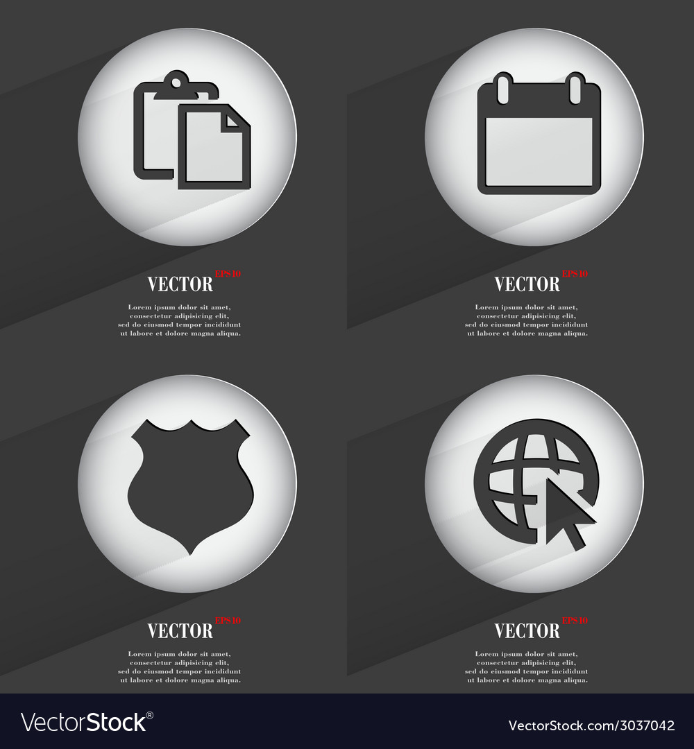 Set of 4 flat buttons icons with shadows