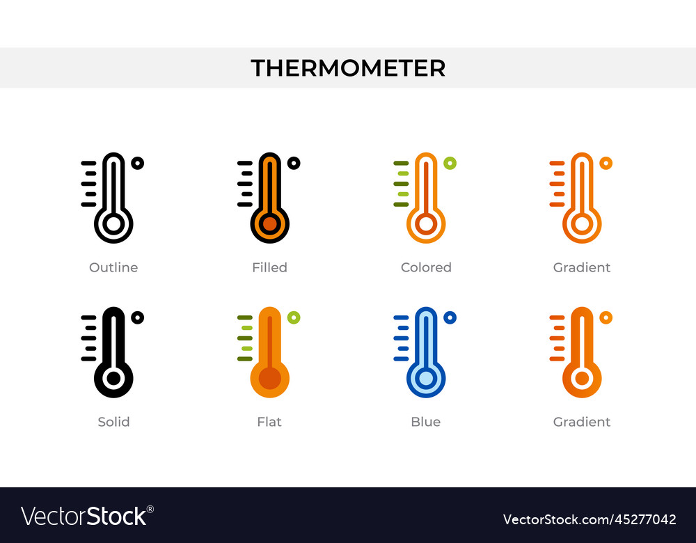Thermometer icon in different style vector image Thermometer icon in different style