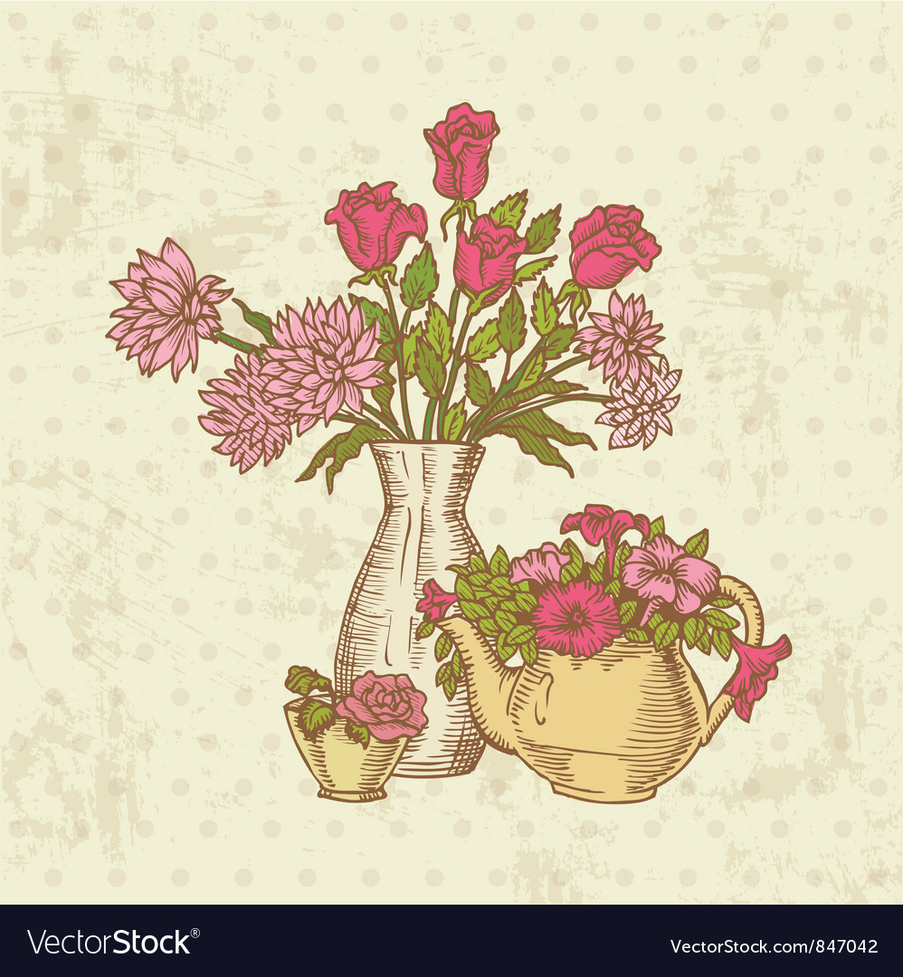 Vintage Flower Card Royalty Free Vector Image - VectorStock