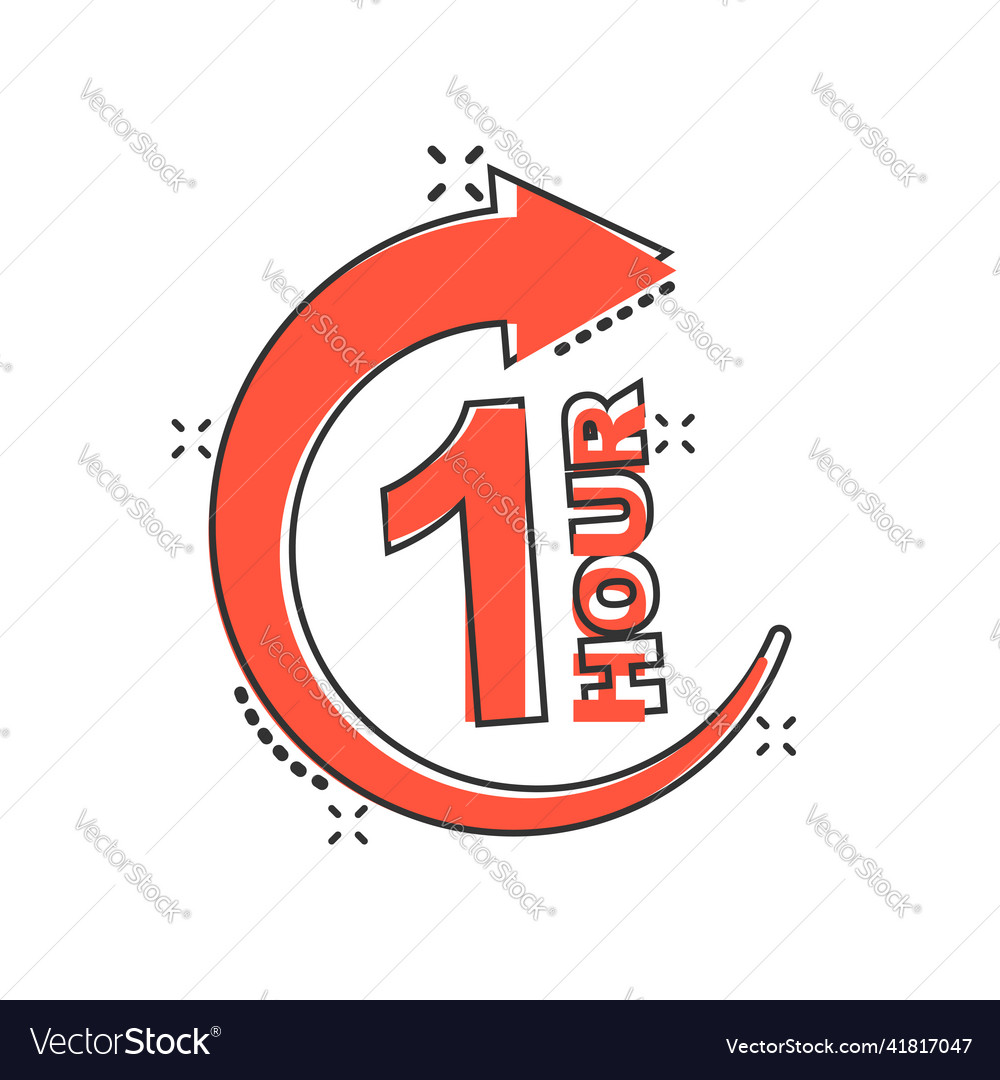 1 hour clock icon in comic style timer countdown vector image 1 hour clock icon in comic style timer countdown
