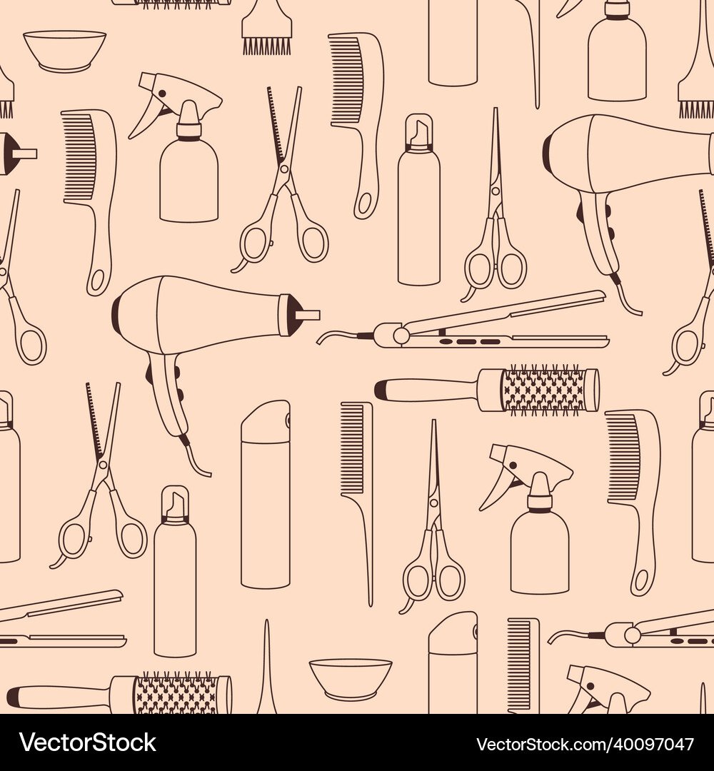 Barbershop seamless pattern with professional Vector Image